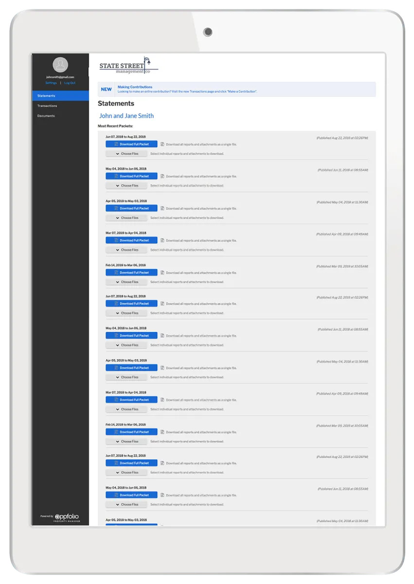 Owner Portal sample preview